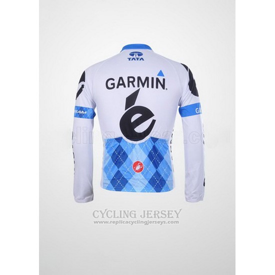 2011 Cycling Jersey Garmin Cervelo Blue and White Long Sleeve and Bib Tight